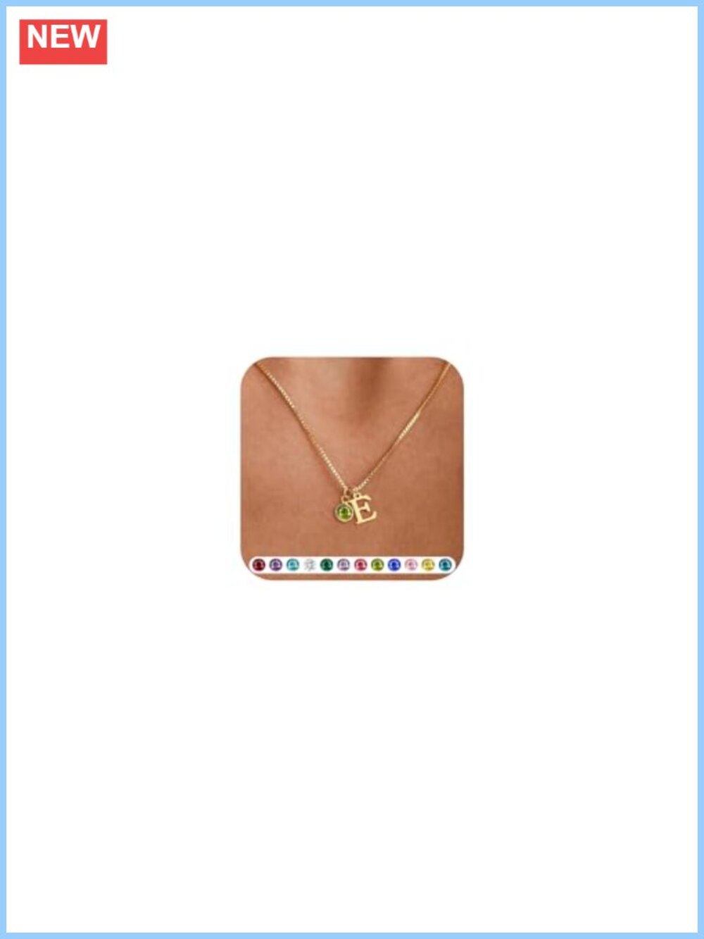 14K Gold Plated Initial Birthstone Pendant Necklace Women Dainty Charm